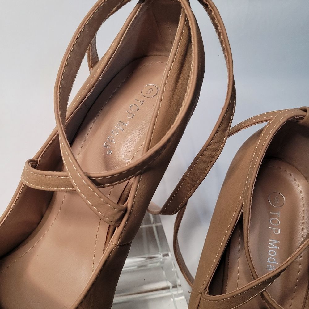 TOP Moda Nude Cross Ankle Strap Heel ๐ ๐ - Picture 4 of 6